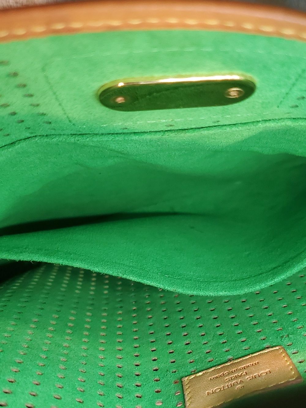 Louis Vuitton Brown & Green Perforated Monogram Shoulder Bag - Picture 10 of 12